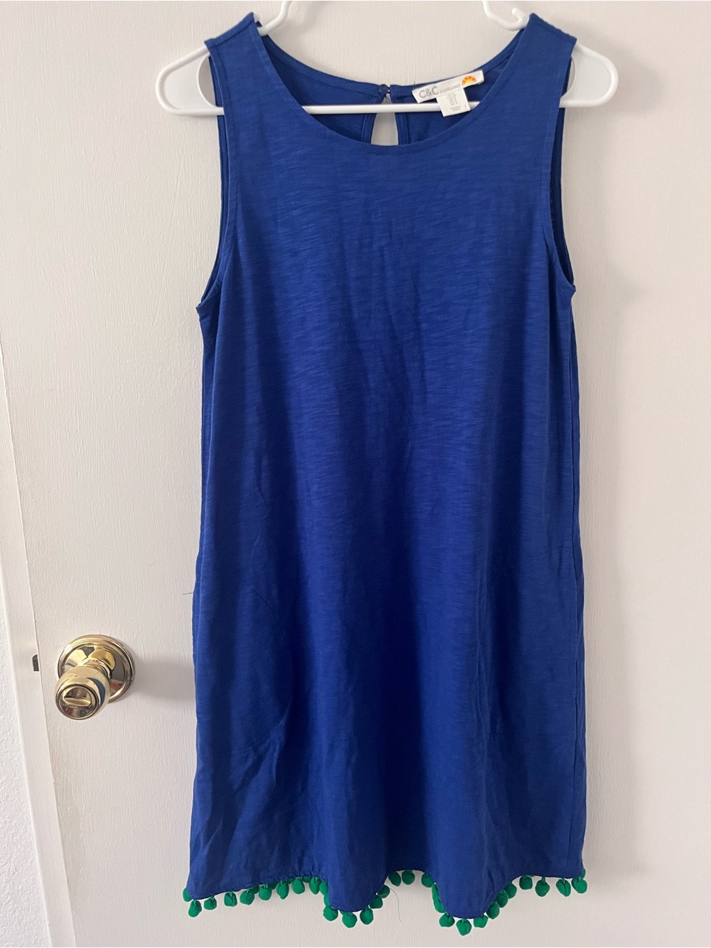 C&C California Royal Blue Pom Pom Sun Dress Sleeveless Size Small